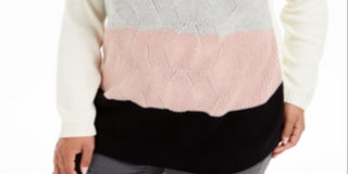 Charter Club Women's Plus Striped Sweater White Size 3X