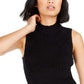 Bar III Women's Mock Neck Ribbed Tank Top Sweater Black Size XX-Large