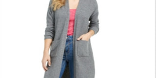 Bar III Women's Open Front Duster Cardigan Gray Size Medium