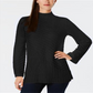 Charter Club Women's Patterned Mock Turtleneck Sweater Black Size Petite L