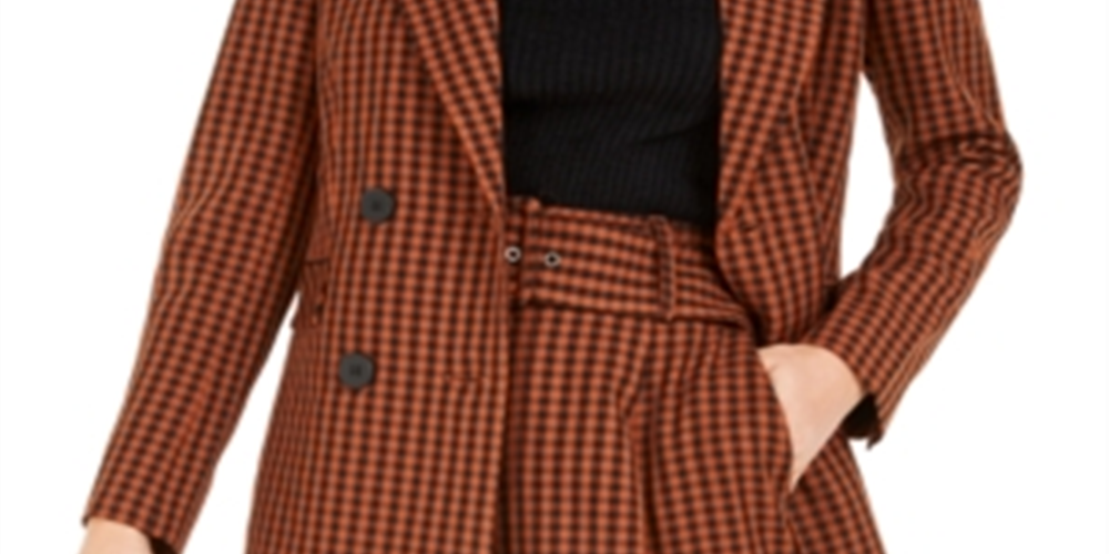 Bar III Women's Powersuit Blazer Brown Size XX-Large