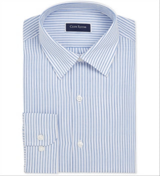 Club Room Men's Striped Collared Dress Shirt Blue Size 34-35
