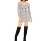 Bar III Women's A Line Cold Shoulder Houndstooth Dress Black Size XX-Small