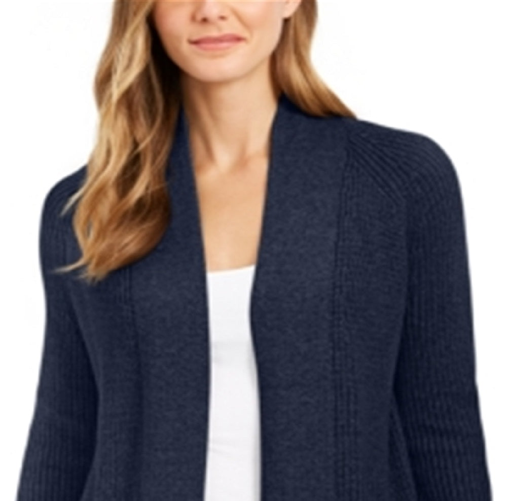 Charter Club Women's Cotton Cropped Cardigan Blue Size Petite Medium