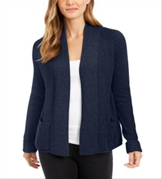 Charter Club Women's Cotton Cropped Cardigan Blue Size Petite Medium