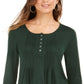 Style & Co Women's Pintuck Top Green Size Petite M