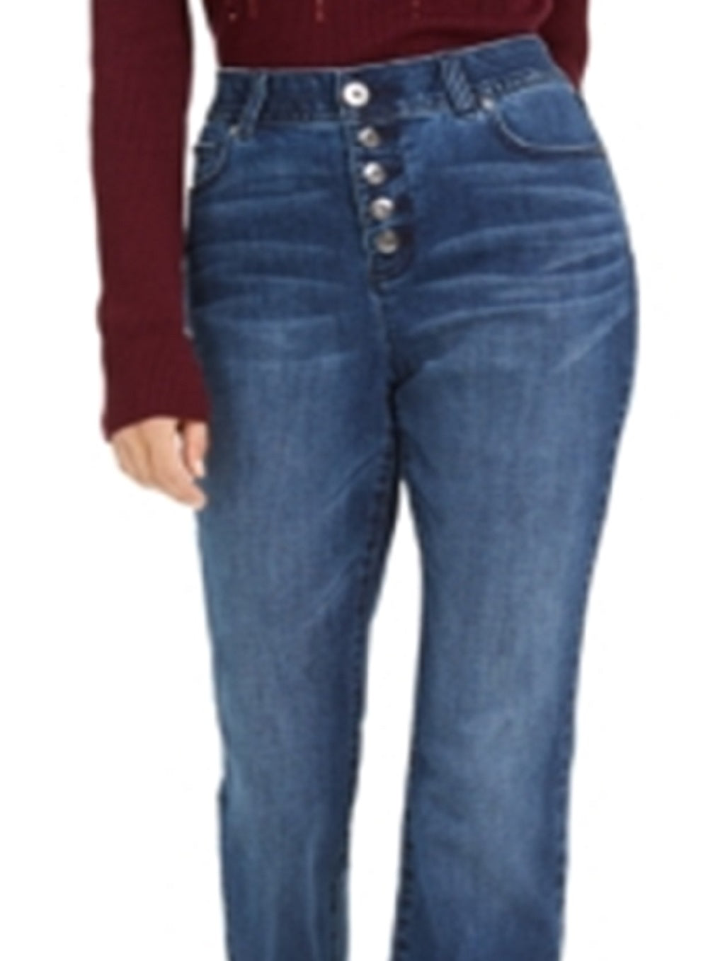 INC International Concepts Women's High Rise Curvy Fit Button Fly Bootcut Jeans Blue Size 2