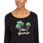Karen Scott Women's Embellished 3/4 Sleeve Top Black Size Petite Small