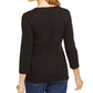 Karen Scott Women's Embellished Graphic Top Black Size Medium
