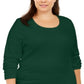 Karen Scott Women's Plus Cotton Long Sleeve Top Green Size 0X