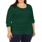 Karen Scott Women's Plus Cotton Long Sleeve Top Green Size 0X