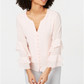 Alfani Women's Embellished Ruffled-Sleeve Blouse Brown Size Small