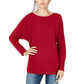 INC International Concepts Women's Dolman Sleeve Ribbed Knit Sweater Red Size Large