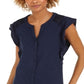 Style & Co Women's Eyelet Sleeveless Shirt Blue Size Medium