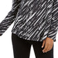 Style & Co Women's Long Sleeve Printed Shirt Black Size Large