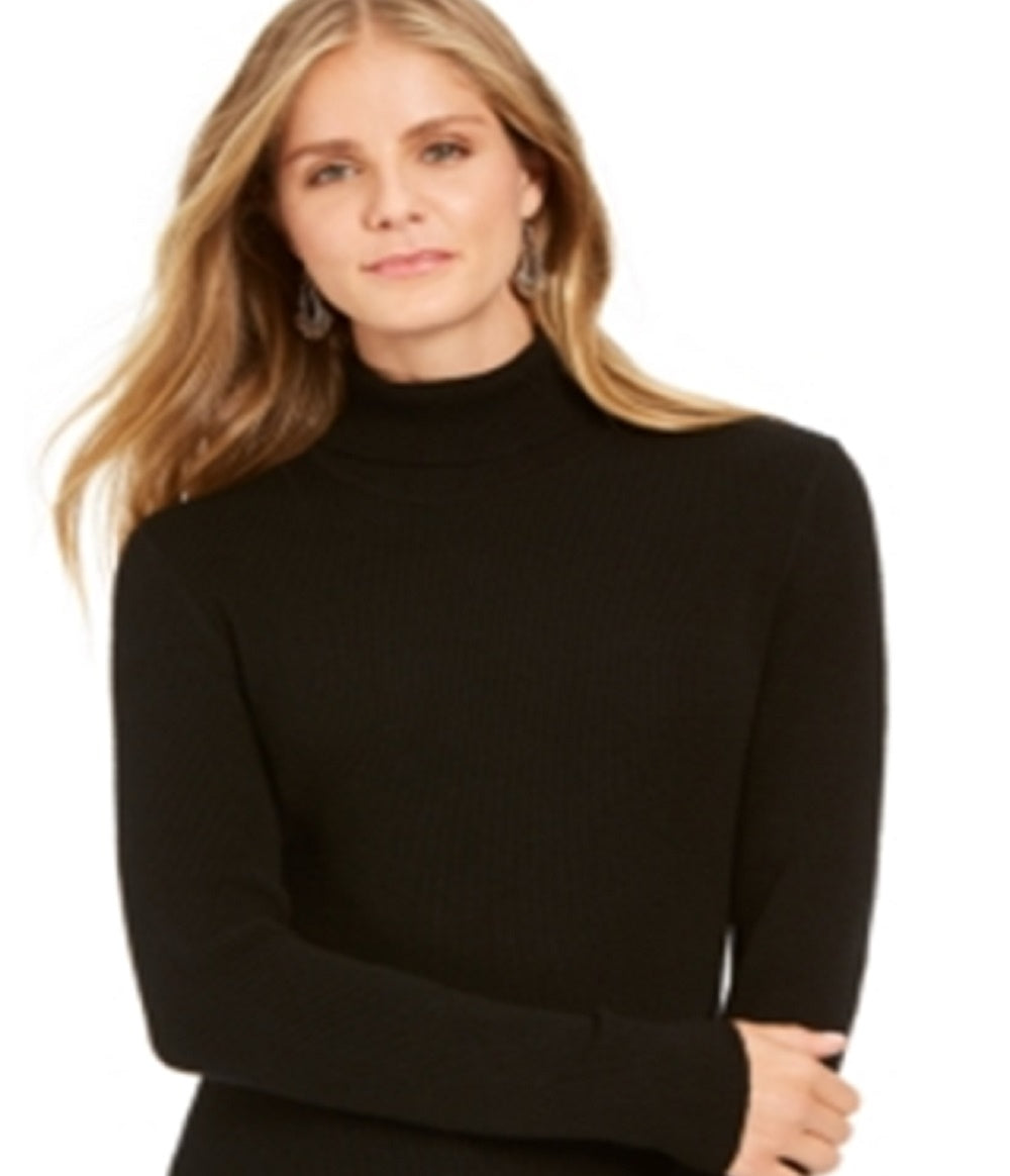 Style & Co Women's Ribbed Turtleneck Sweater Black Size XX-Large