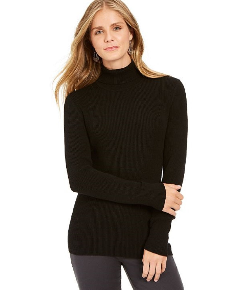 Style & Co Ribbed Turtleneck Sweater Black Size S