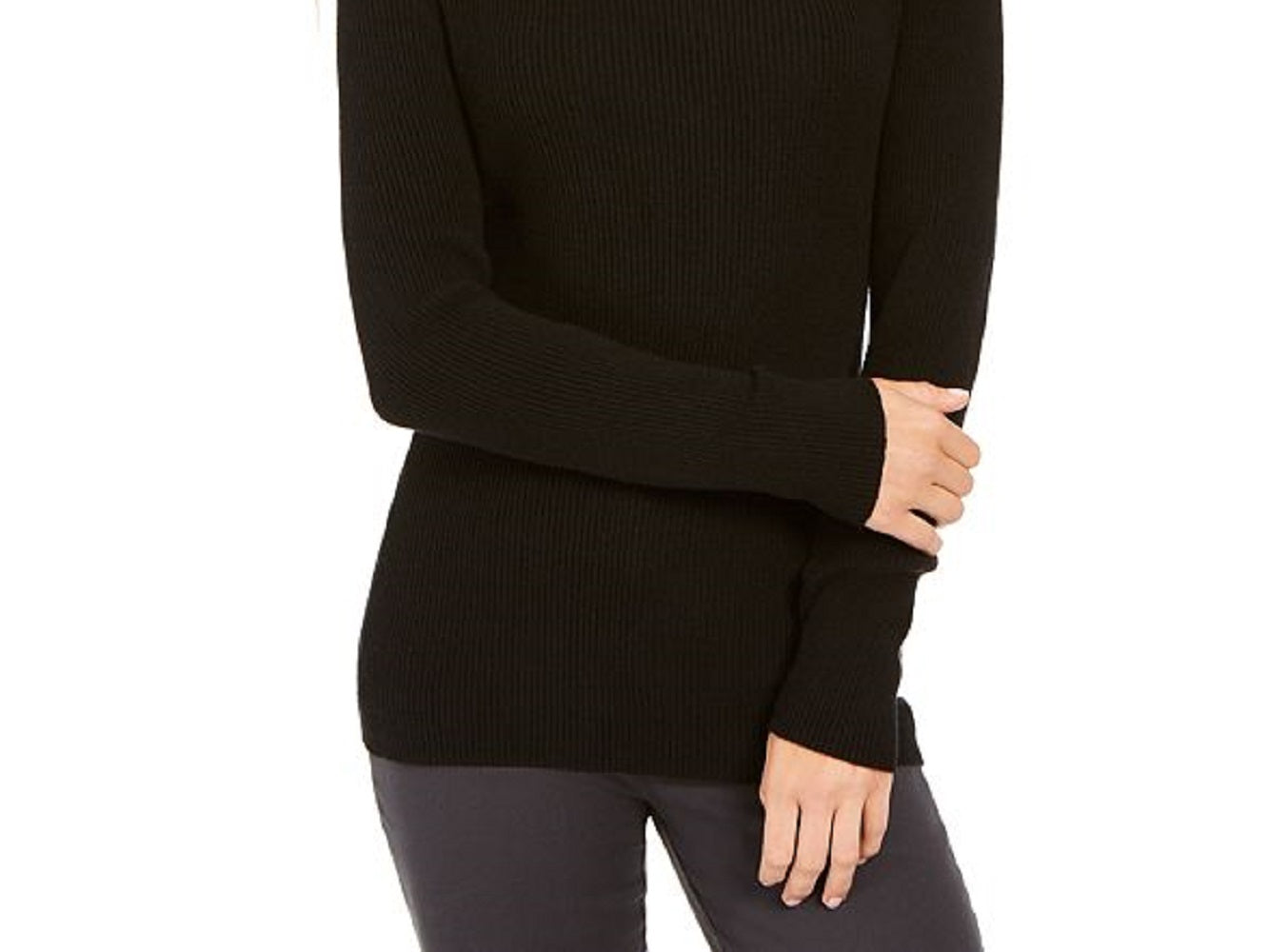 Style & Co Ribbed Turtleneck Sweater Black Size S