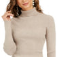 Style & Co Women's Ribbed Turtleneck Sweater Brown Size Small