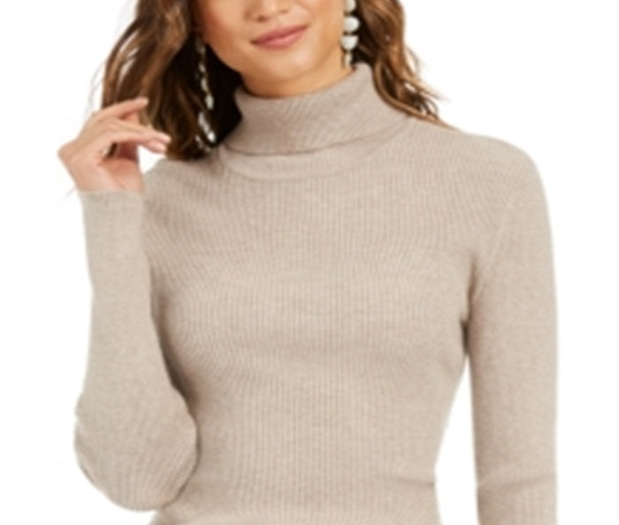 Style & Co Women's Ribbed Turtleneck Sweater Brown Size Small