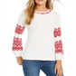 Style & Co Women's Fair Isle Boat Neck Sweater White Size XX-Large
