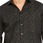 Alfani Men's Gold Button Down Jacquard Metallic Chevron Shirt Black Size X-Large