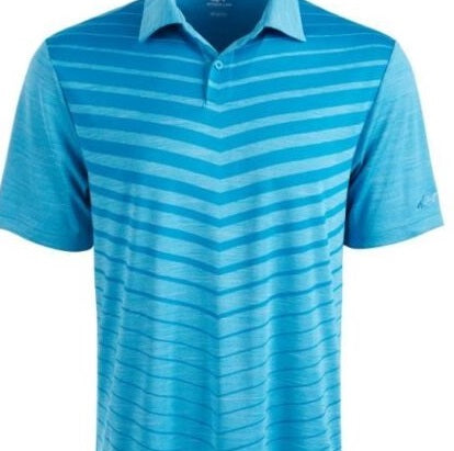 Attack Life By Greg Norman Men's Ombre Chevron Jacquard Polo Shirt Blue Size L