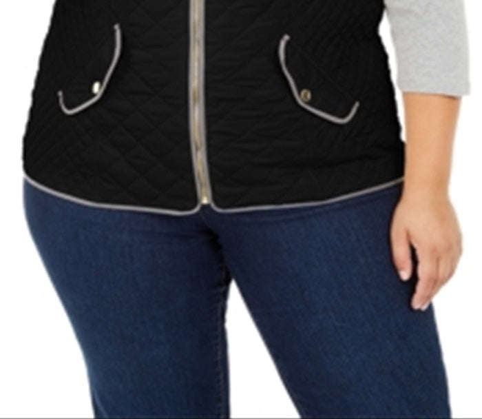 Charter Club Women's Plus Quilted Vest Black Size 1X