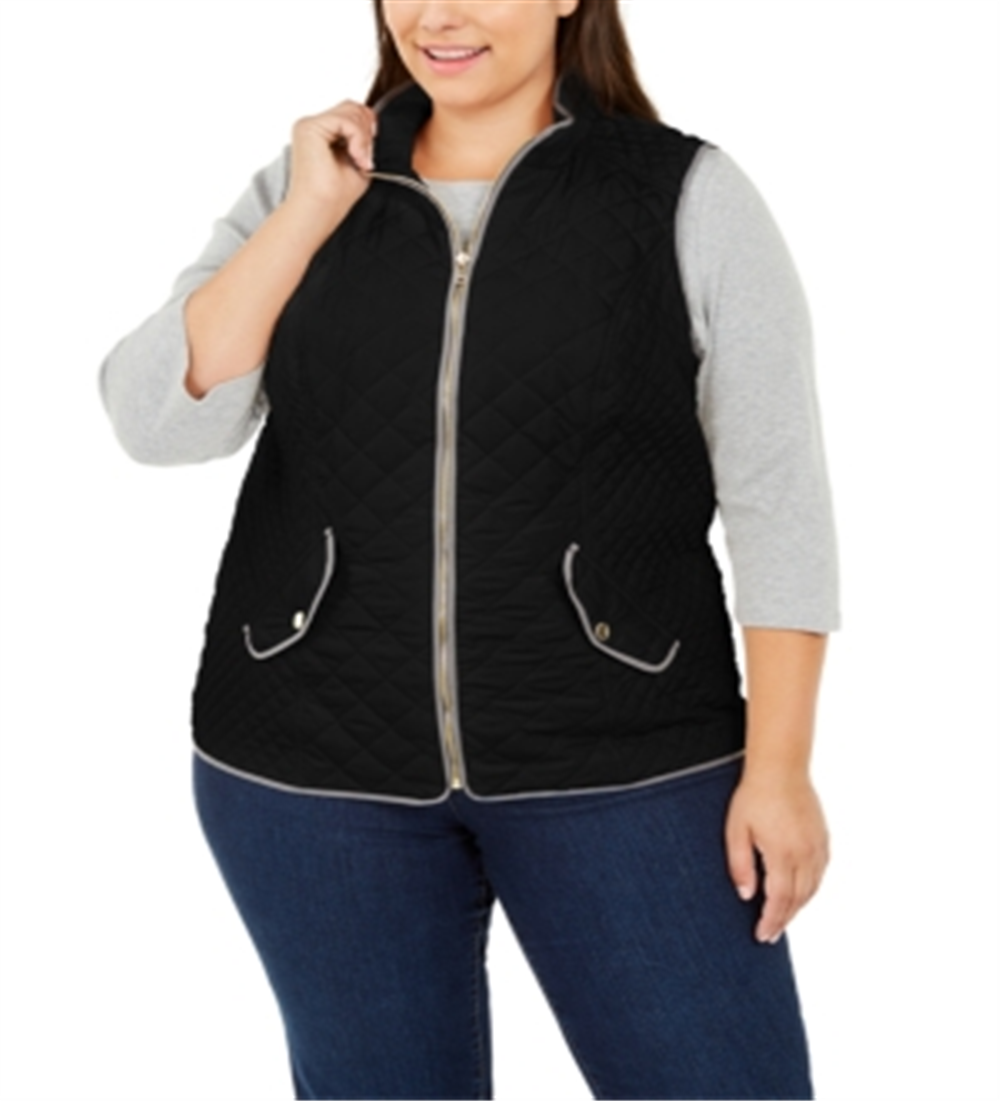 Charter Club Women's Plus Quilted Vest Black Size 1X