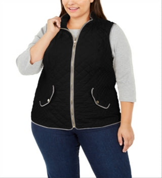 Charter Club Women's Plus Quilted Vest Black Size 1X