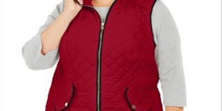Charter Club Women's Plus Quilted Cold Weather Vest Red Size 3X