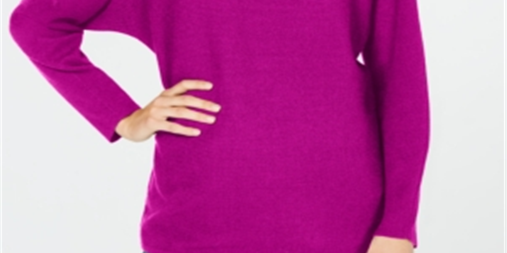 INC International Concepts Women's Dolman Sleeve Ribbed Knit Sweater Pink Size L