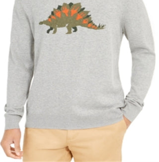Club Room Men's Dinosaur Pima Cotton Crew Neck Sweater Gray Size XXX-Large
