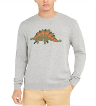 Club Room Men's Dinosaur Pima Cotton Crew Neck Sweater Gray Size XXX-Large