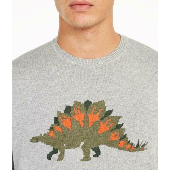 Club Room Men's Dinosaur Pima Cotton Crew Neck Sweater Gray Size XXX-Large