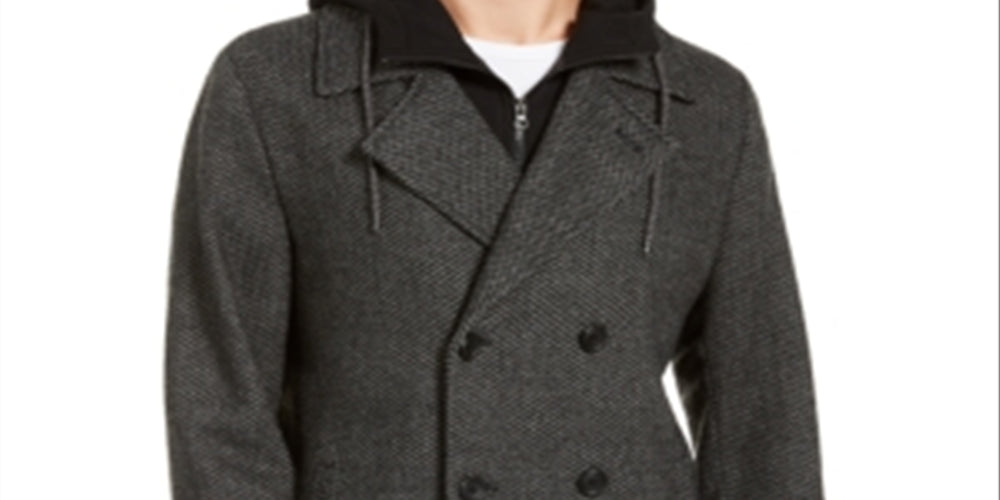 American Rag  Men's Calloway Wool Blend Herringbone Coat Grey Size M