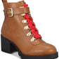 Material Girl Women's Round Toe Block Heel Zip Up Booties Brown Size 10 M
