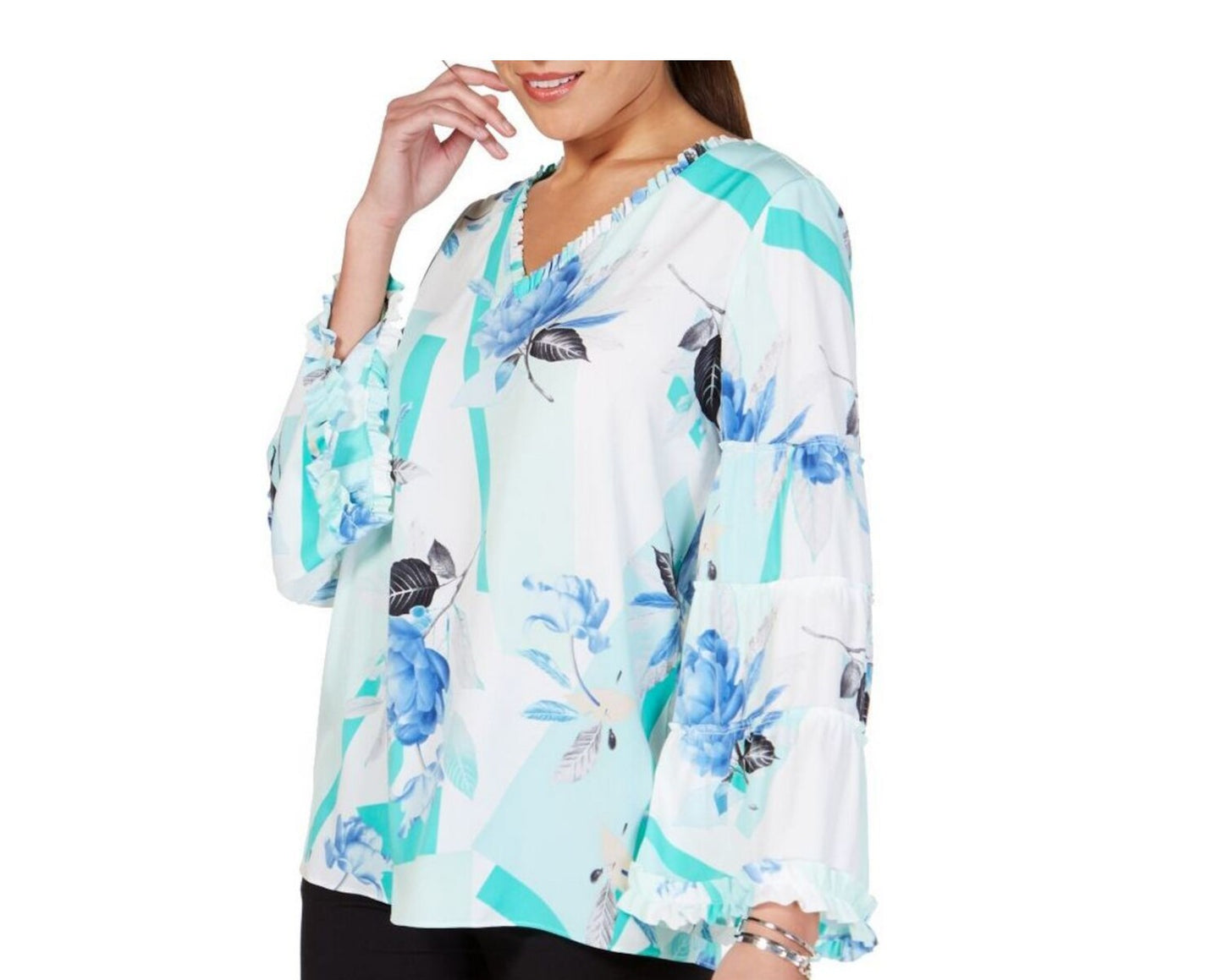 Alfani Women's Mock Neck Swiss-Dot Mesh Top Black Size Large