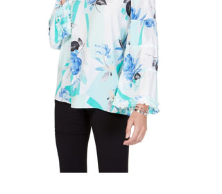 Alfani Women's Mock Neck Swiss-Dot Mesh Top Black Size Large