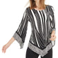 Alfani Women's Printed Pointed Hem Top Black Size Petite Small