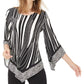 Alfani Women's Printed Pointed Hem Top Black Size Petite Small