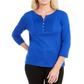 Karen Scott Women's Knit Bib Top Blue Size Petite Medium