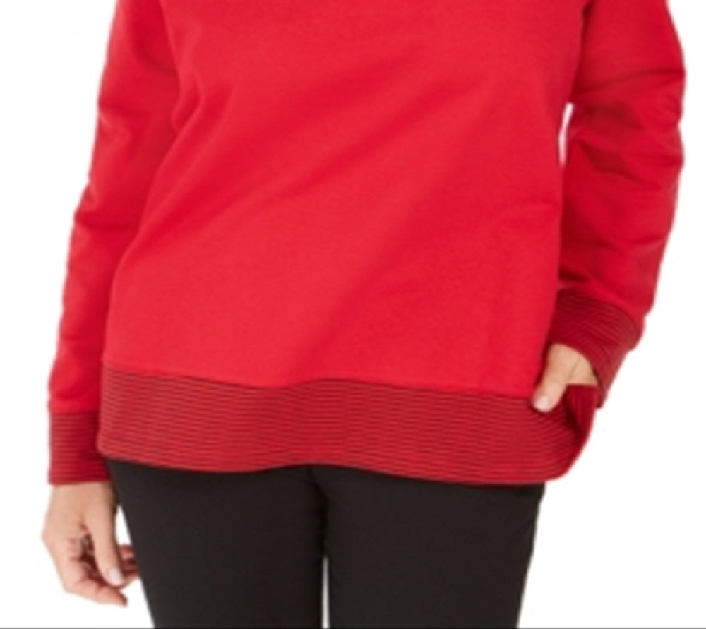 Karen Scott Women's Contrast Hem Sweatshirt Red Size XX-Large