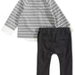 First Impressions Baby Boy's 2 Pc Striped Necktie Top & Jogger Pants Set Gray Size 3-6MOS