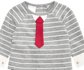 First Impressions Baby Boy's 2 Pc Striped Necktie Top & Jogger Pants Set Gray Size 3-6MOS