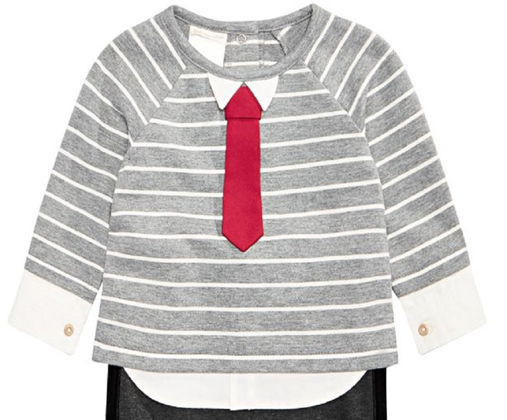 First Impressions Baby Boy's 2 Pc Striped Necktie Top & Jogger Pants Set Gray Size 24MOS