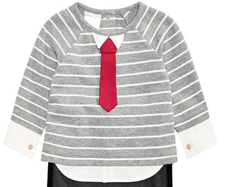 First Impressions Baby Boy's 2 Pc Striped Necktie Top & Jogger Pants Set Gray Size 24MOS