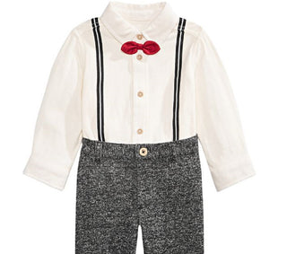 First Impressions Baby Boy's 2 Pc Bowtie Shirt & Pants Set White Size 3-6MOS