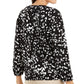 Alfani Women's Blouse Printed Button Shoulder Bateau Black Size XX-Large