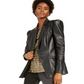 INC International Concepts Women's Faux Leather Coated Blazer Black Size Medium
